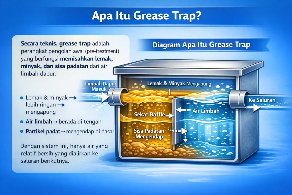 Jenis grease trap stainless steel dan fiberglass untuk restoran