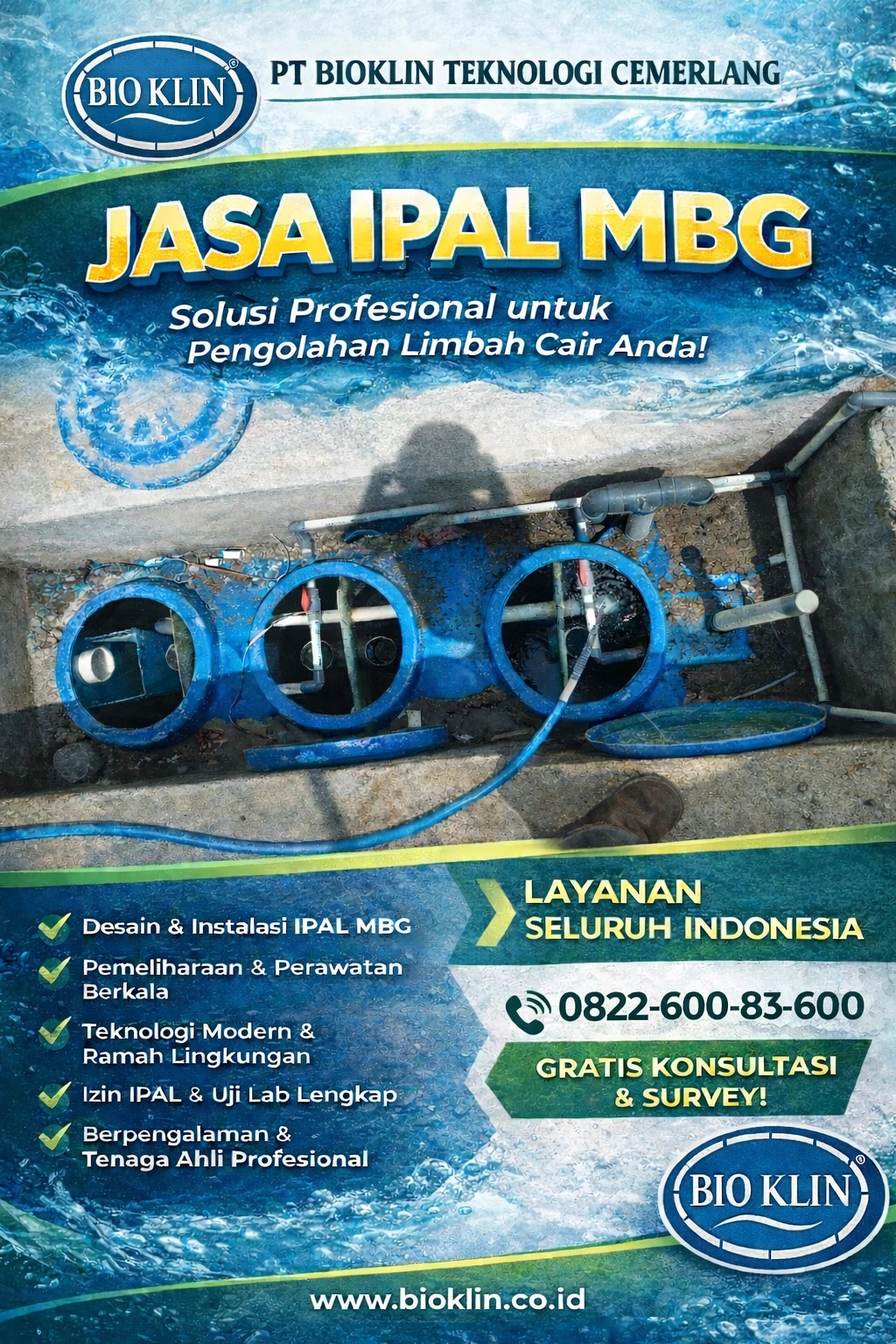 instalasi jasa IPAL MBG tangki FRP dapur industri